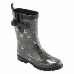Womens Capelli New York Shiny Branches And Owls Short Rain Boots