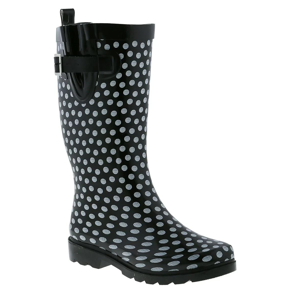 Womens Laila Rowe Stretch Dot Tall Rain Boots 3 Womens Laila Rowe Stretch Dot Tall Rain Boots