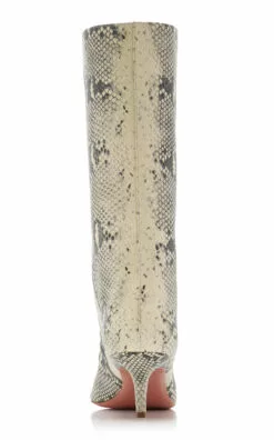 Amina Muaddi Fiona Snake-Effect Leather Ankle Boots -Boots Sales Store amina muaddi animal fiona boot 60 2