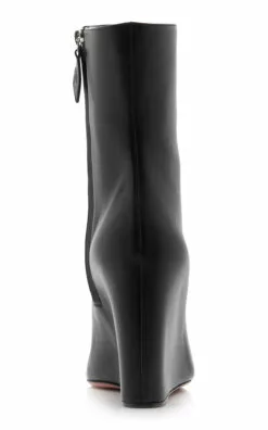 Amina Muaddi Pernille Leather Wedge Ankle Boots -Boots Sales Store amina muaddi black pernille bootie 95 3