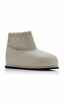 Amina Muaddi Heidi Shearling-Lined Leather Boots -Boots Sales Store amina muaddi ivory heidi boot 35 25 3