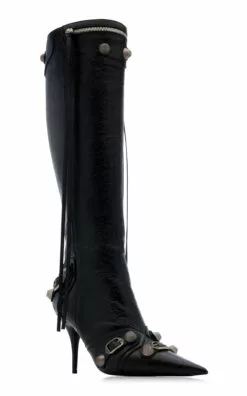 Balenciaga Cagole Leather Knee Boots -Boots Sales Store balenciaga black cagole boot h90 3
