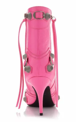 Balenciaga Cagole Leather Ankle Boots -Boots Sales Store balenciaga pink cagole bootie h90 3
