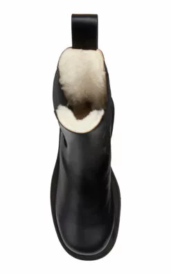 Bottega Veneta Shearling-Lined Leather Lug-Sole Boots -Boots Sales Store bottega veneta black lug boot shearling inside 3