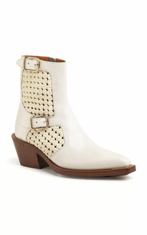 Chloé Nellie Leather Woven Boots -Boots Sales Store chloe white nellie leather woven boots