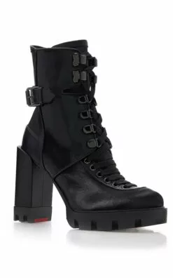 Christian Louboutin Macademia 100mm Lace-Up Leather Ankle Boots -Boots Sales Store christian louboutin black macademia 100 toile enduite calf black 2