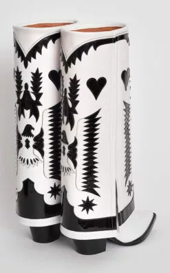 Texas Leather & Patent Leather Knee-High Boots 7 Texas Leather & Patent Leather Knee-High Boots -Boots Sales Store filles a papa white texas leather patent leather knee high boots 2