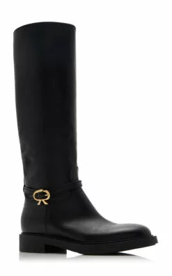 Ribbon Cavalier Leather Knee Boots 9 Ribbon Cavalier Leather Knee Boots -Boots Sales Store gianvito rossi black ribbon cavalier vip 3