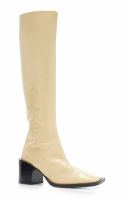 Jil Sander Abrasivato Leather Knee Boots -Boots Sales Store jil sander neutral abrasivato goat leather knee boot 3