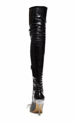 Double Bow Vegan Patent Leather Boots 10 Double Bow Vegan Patent Leather Boots -Boots Sales Store mach mach black double bow vegan patent leather boots 3