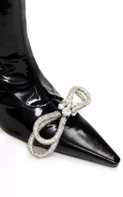 Double Bow Vegan Patent Leather Boots 11 Double Bow Vegan Patent Leather Boots -Boots Sales Store mach mach black double bow vegan patent leather boots 4