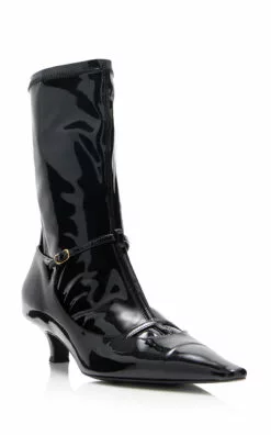 The Row Cyd Patent Leather Boots -Boots Sales Store the row black cyd boot 3