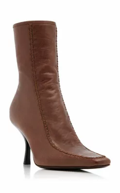 The Row Romy Leather Ankle Boots 10 The Row Romy Leather Ankle Boots -Boots Sales Store the row brown romy leather ankle boots 3