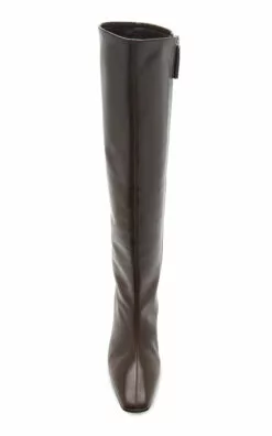 The Row Square-Toe Leather Knee Boots -Boots Sales Store the row brown square leather boots 2