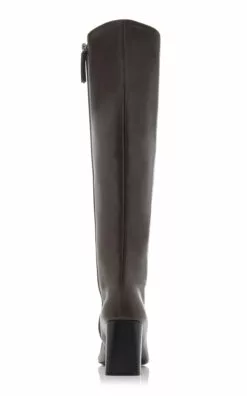 The Row Square-Toe Leather Knee Boots -Boots Sales Store the row brown square leather boots 3