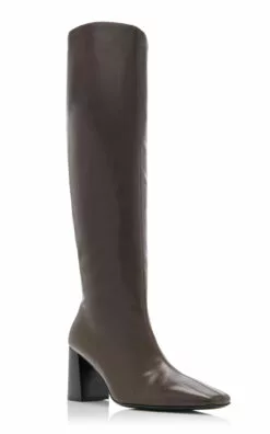The Row Square-Toe Leather Knee Boots -Boots Sales Store the row brown square leather boots 4