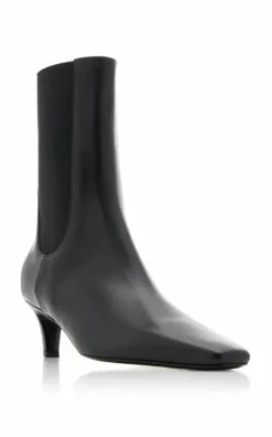 Toteme The Mid Heel Leather Boots 10 Toteme The Mid Heel Leather Boots -Boots Sales Store toteme black the mid heel leather boot 3