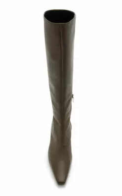 Toteme The Slim Leather Knee Boots -Boots Sales Store toteme brown the slim knee high boot 1