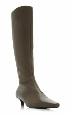 Toteme The Slim Leather Knee Boots -Boots Sales Store toteme brown the slim knee high boot 2